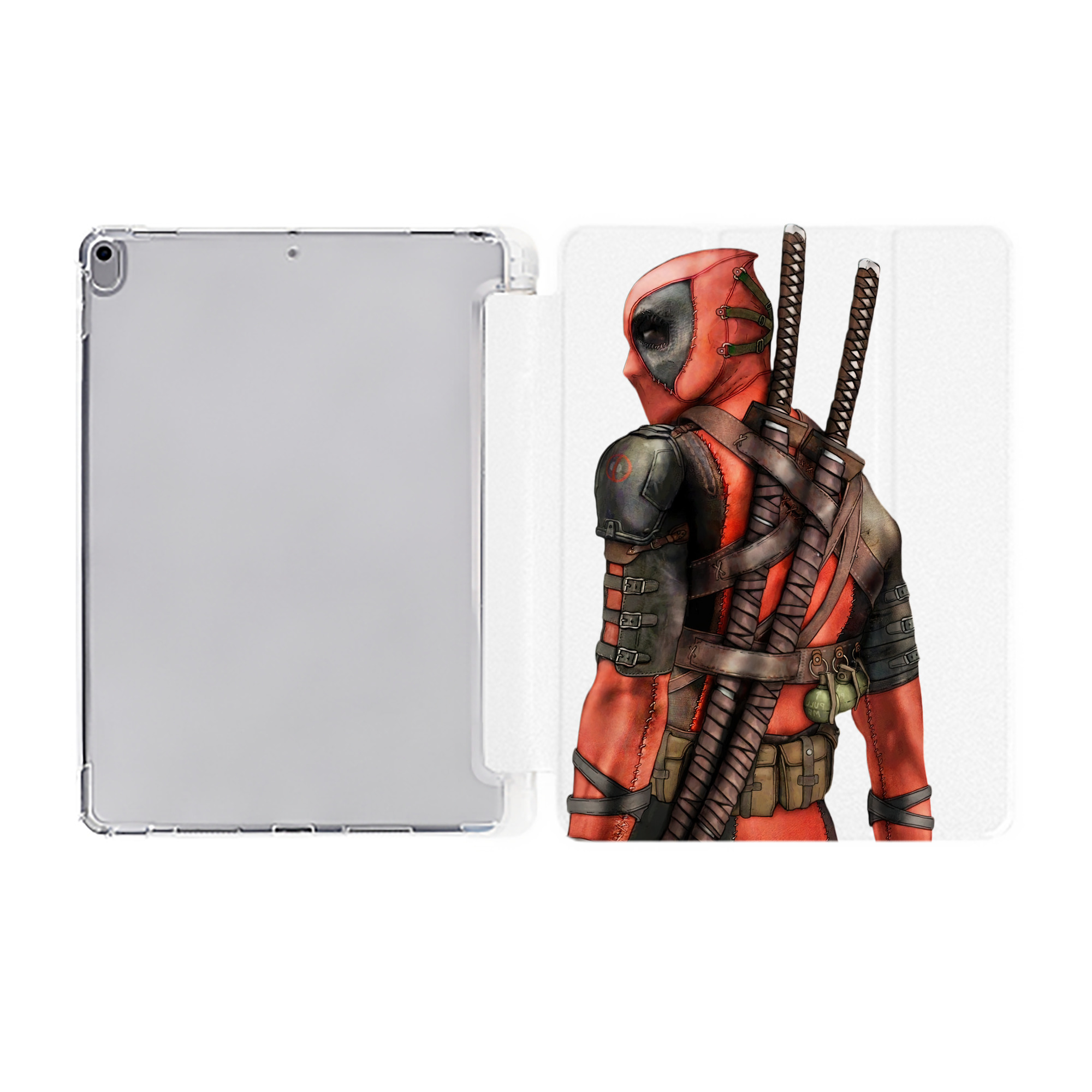 （画像用） Deadpool デッドプール IPad ケース ペン収納付き 三つ折りスタンド PUレザー×シリコン 対応機種9.5/10.5/10.9インチ